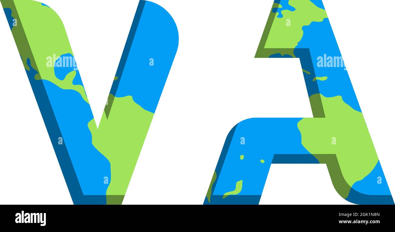Ursprüngliches VA-Logo mit World Map-Stil, Logo-Business-Branding. Stock Vektor