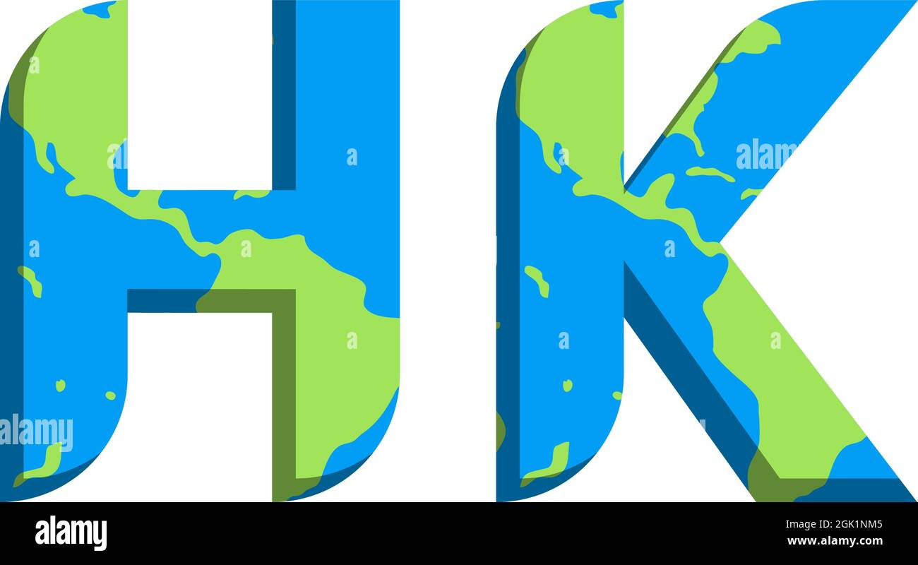 Ursprüngliches HK-Logo mit World Map-Stil, Logo-Business-Branding. Stock Vektor