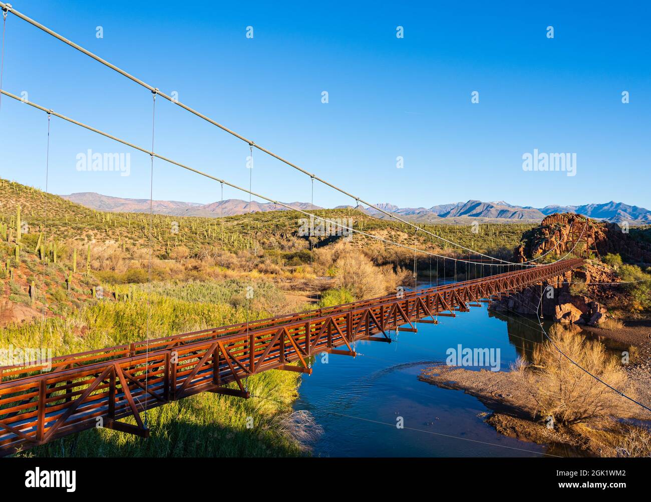 Historische Sheeps Bridge über den Verde River im Tonto National Forest in Arizona Stockfoto