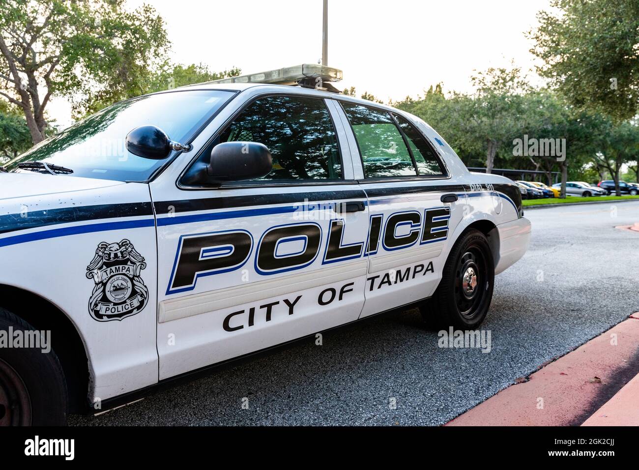 Tampa, FL - 10. September 2021: Polizeiauto der Stadt Tampa in Florida Stockfoto