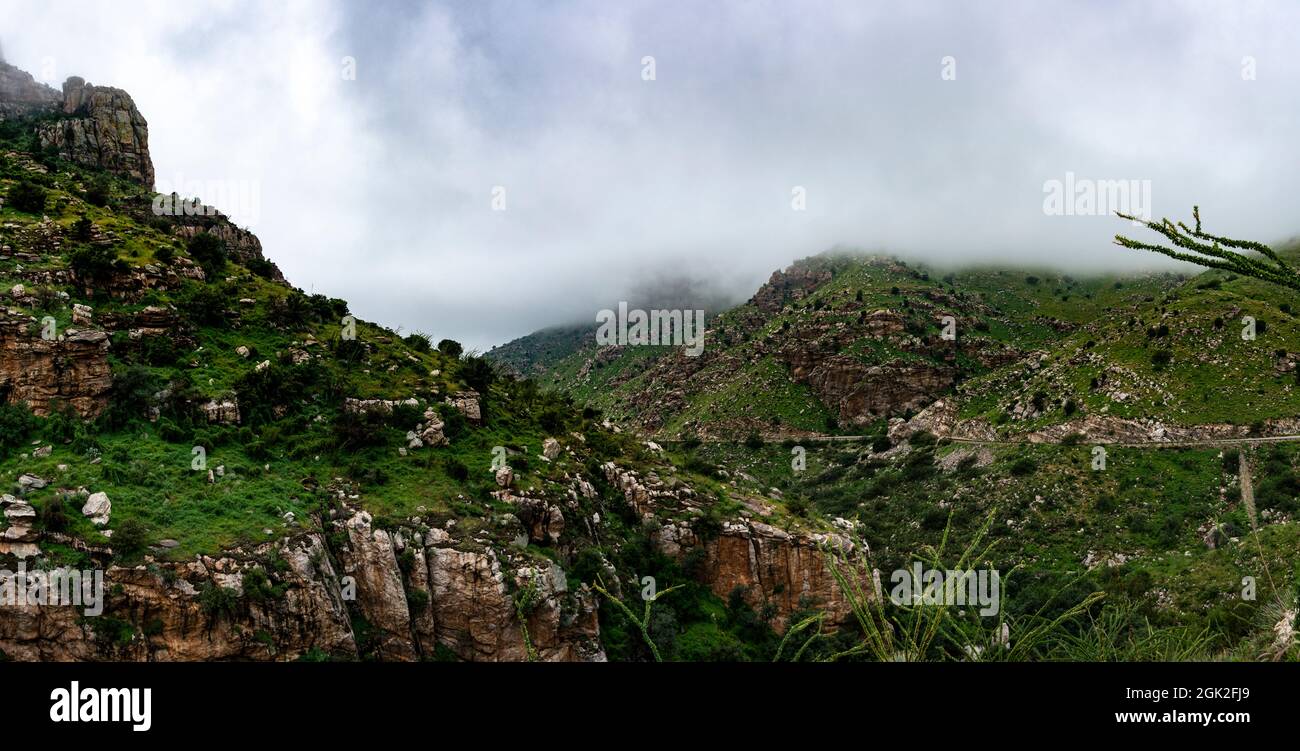 Wolken über den Santa Catalina Mountains in Arizona nach Regen. Stockfoto