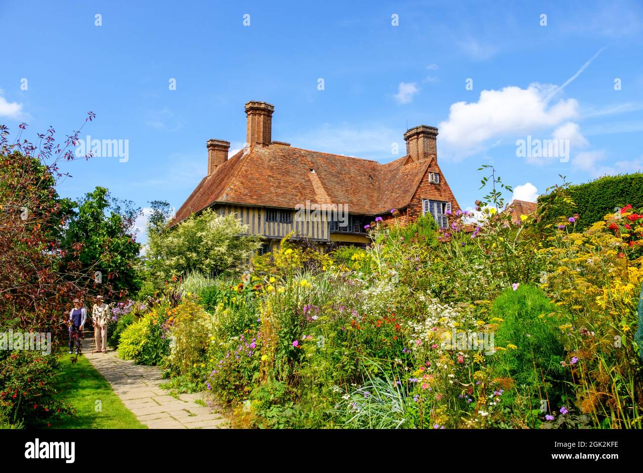 Great Dixter House and Garden, East Sussex, England, Großbritannien. Die Heimat des verstorbenen gefeierten Gärtners und Schriftstellers Christopher Lloyd. Stockfoto