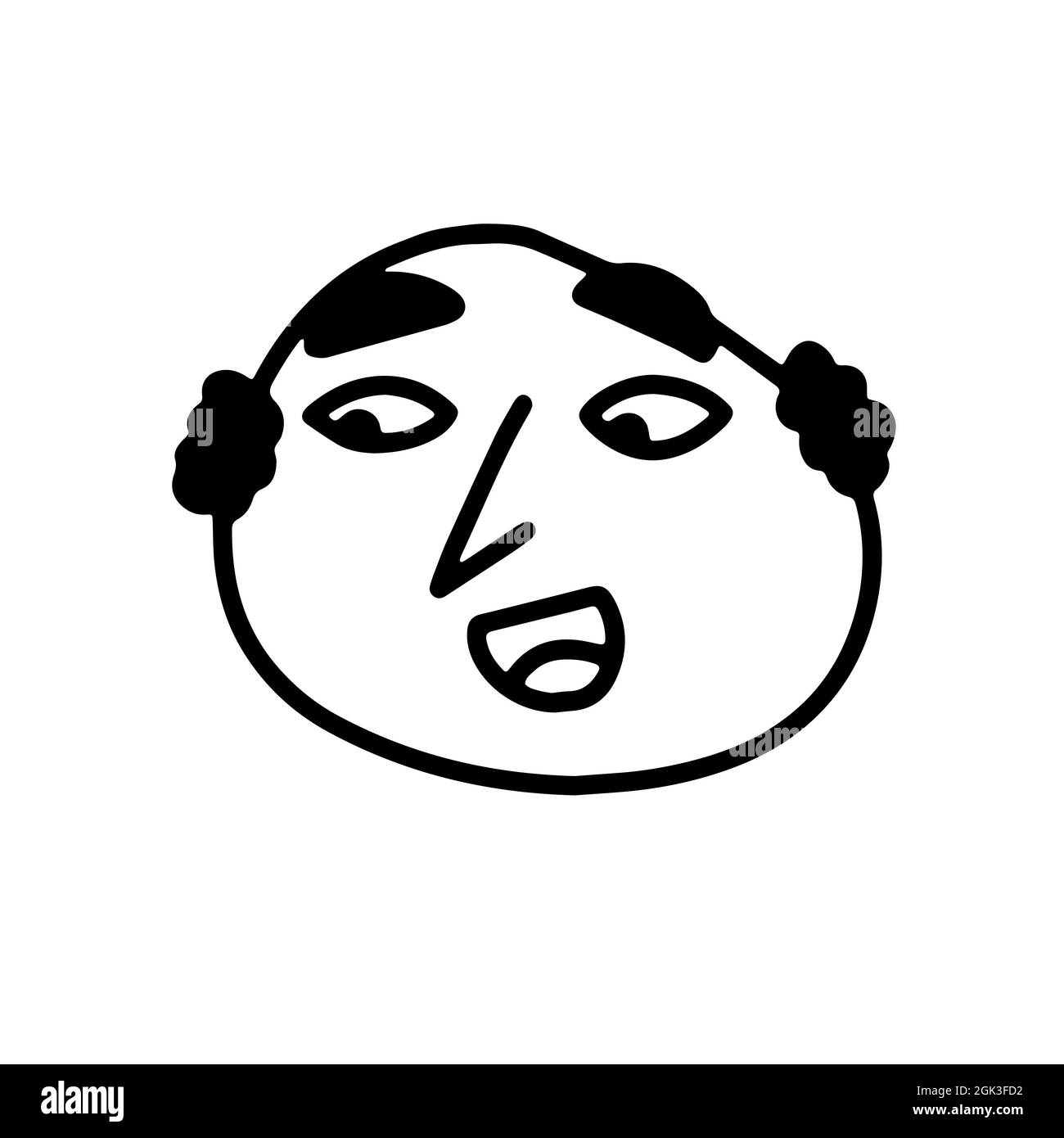 Doodle Kind man Face. Handgezeichnete Umrisse menschlich isoliert auf weißem Hintergrund. Witziges Lächeln Avatar. Cartoon glücklicher Mann. Malseite. Männlich lachend portr Stock Vektor