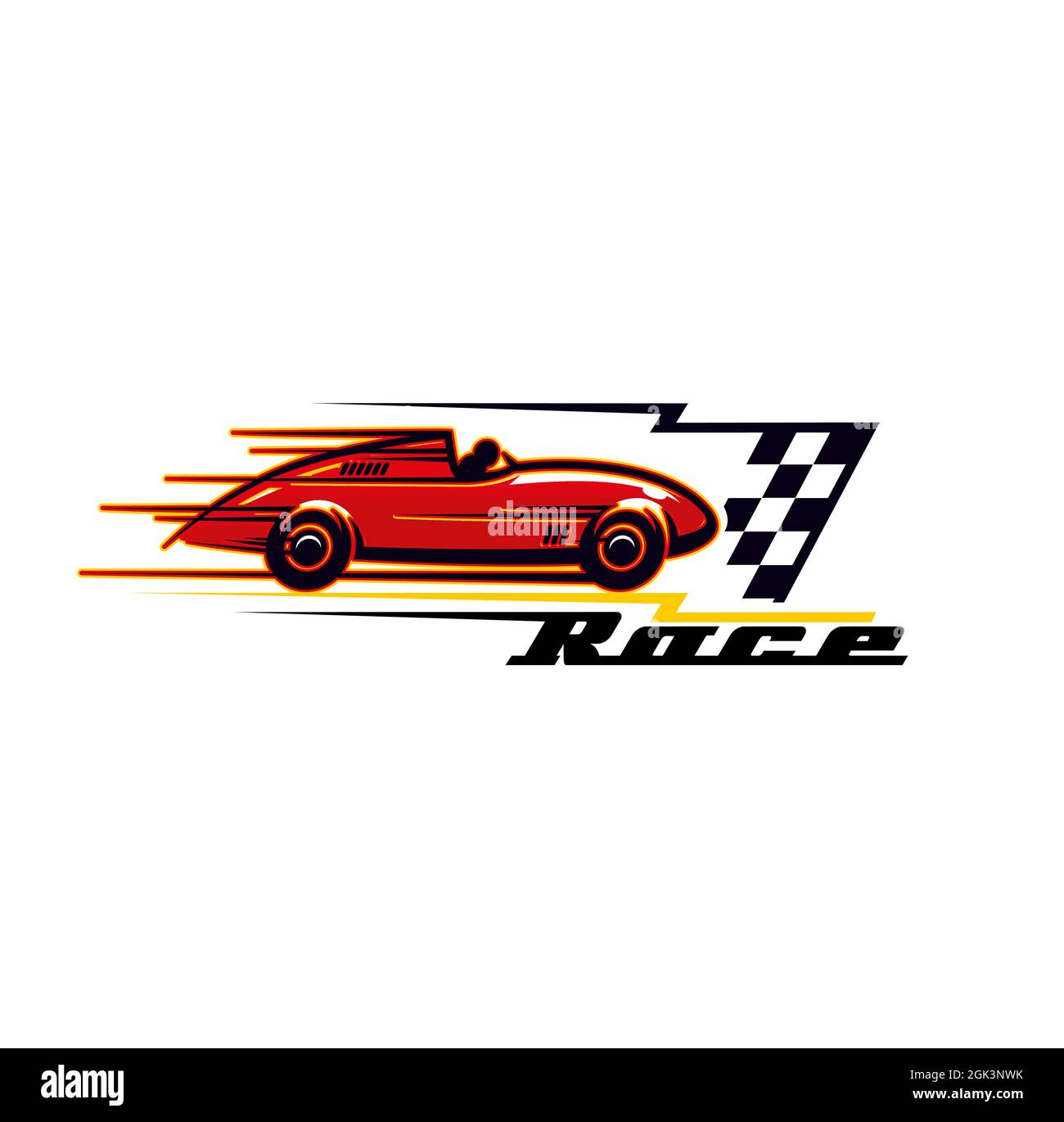 Rennwagen-Symbol, Sport-Rallye von Muskel-Autos und Oldtimer, Vektor ...