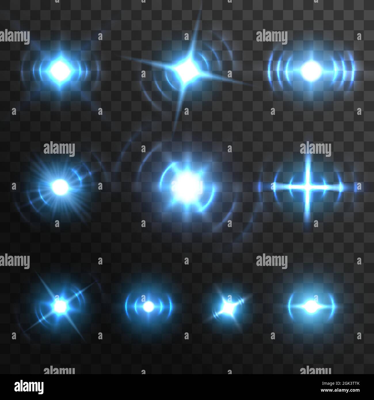 Blaue Lichtreflecken, feurige Energie platzen realistische Effekte,  Vektor-Stern leuchten. Blaues Licht leuchten und funkeln Blitz  Sonnenstrahlen, transparente helle Glitte Stock-Vektorgrafik - Alamy