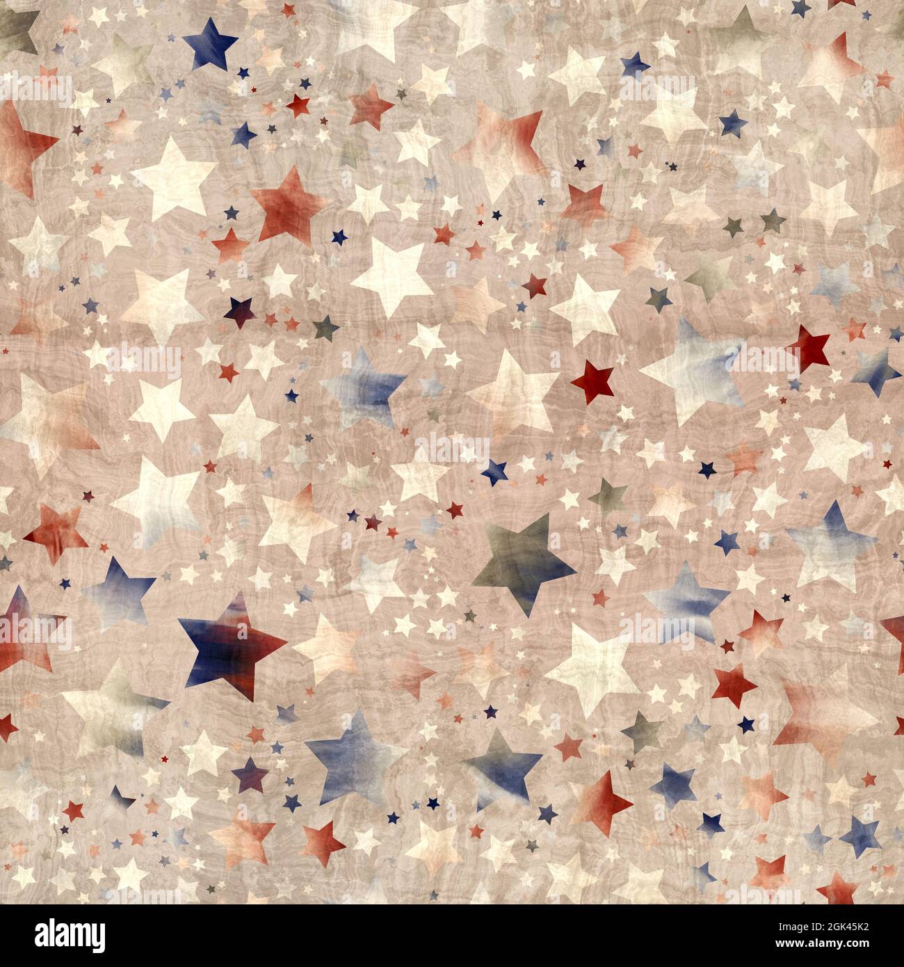 Nahtloses Muster aus Sternmotiv in aufwändigen Farben und Textur Stockfoto