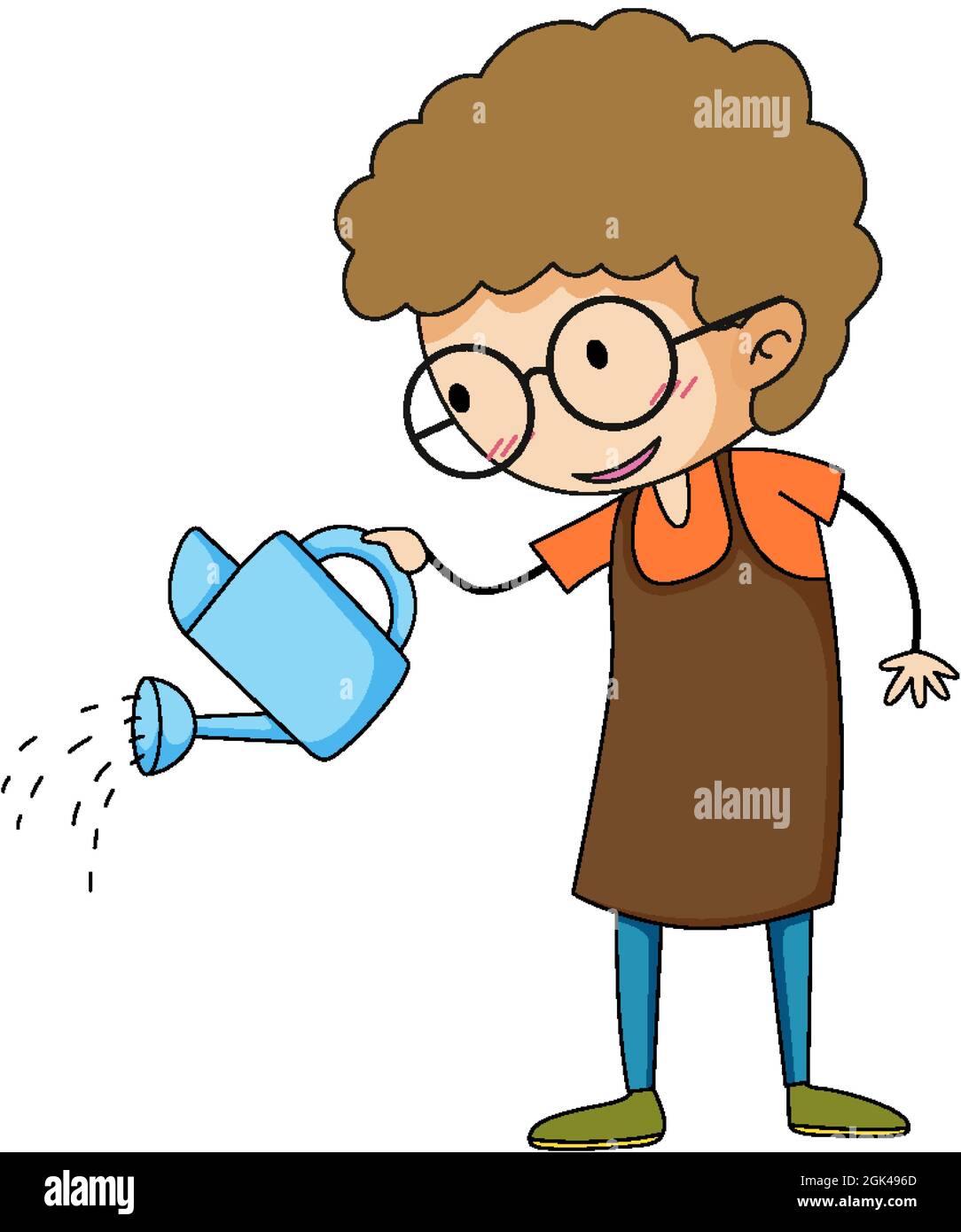 Kleiner Gärtner Doodle Cartoon Figur Illustration