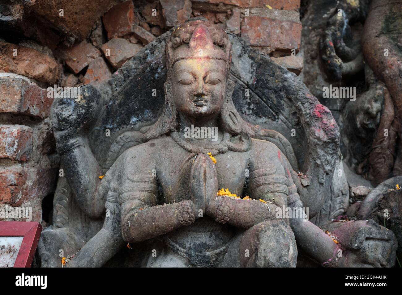 Skulptur einer hinduistischen Gottheit am Kathmandu Durbar Square, Nepal Stockfoto