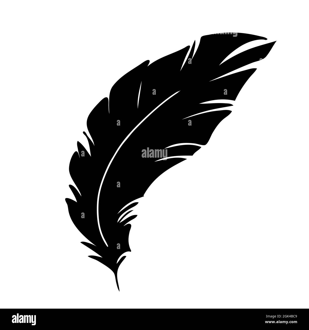 Feder der Vögel. Schwarze Feder Silhouette für Logo Vektor-Set Stock Vektor