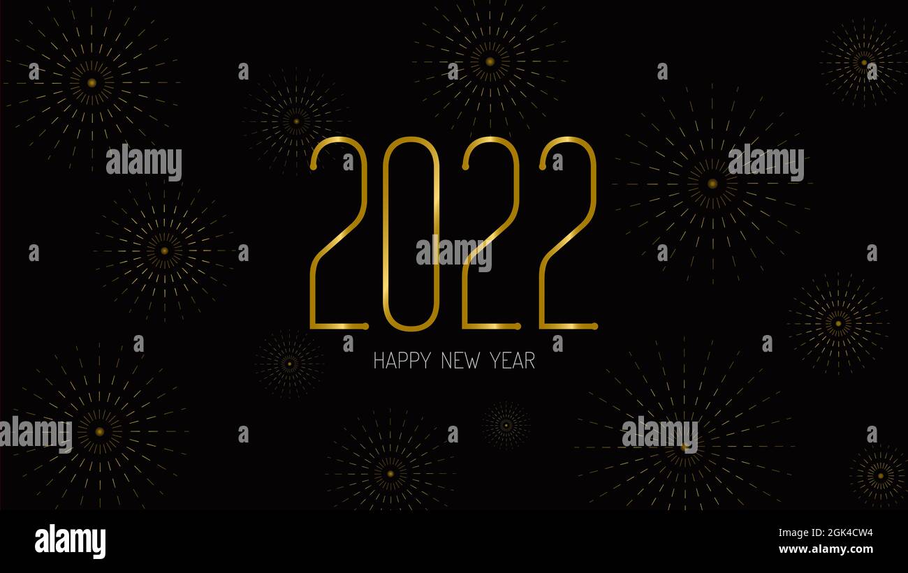 2022 Happy New Year dunkler Hintergrund mit Konfetti Stock Illustration Stockfoto