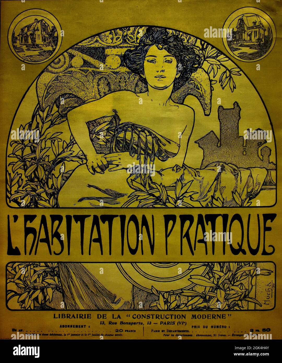 L'Habitation pratique, Journal,mensuel d'architecture 1903 Librairie de la Construction 1903 Paris Alfonse Mucha (1860–1939) Mähren Tschechische Republik Stockfoto