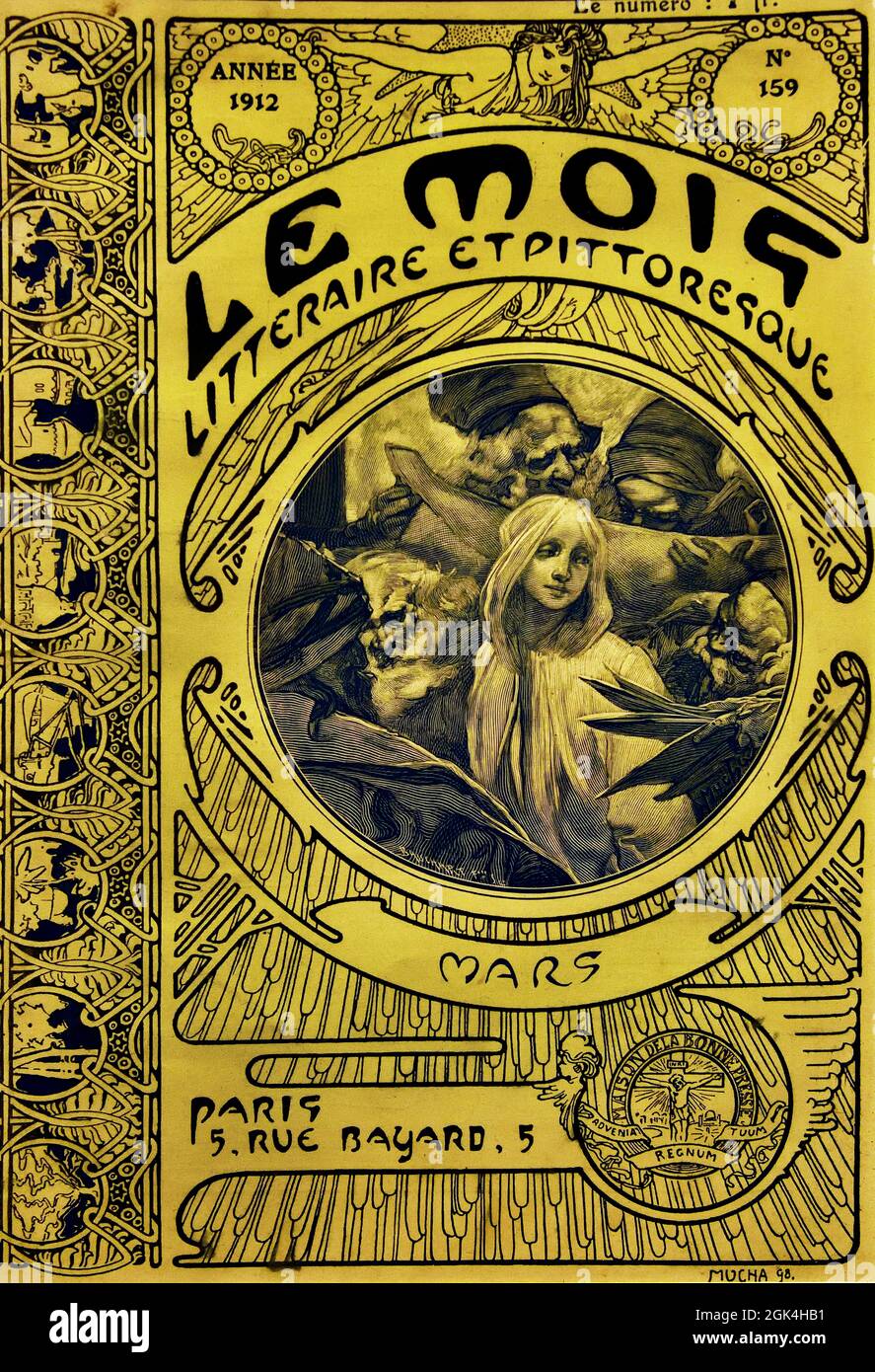Titelseite von Le Mois Litteraire et Pittoresque Farblithographie Edition Maison de la Bonne Presse Paris Alfonse Mucha (1860–1939) Mähren Tschechische Republik 1912,1903, Stockfoto