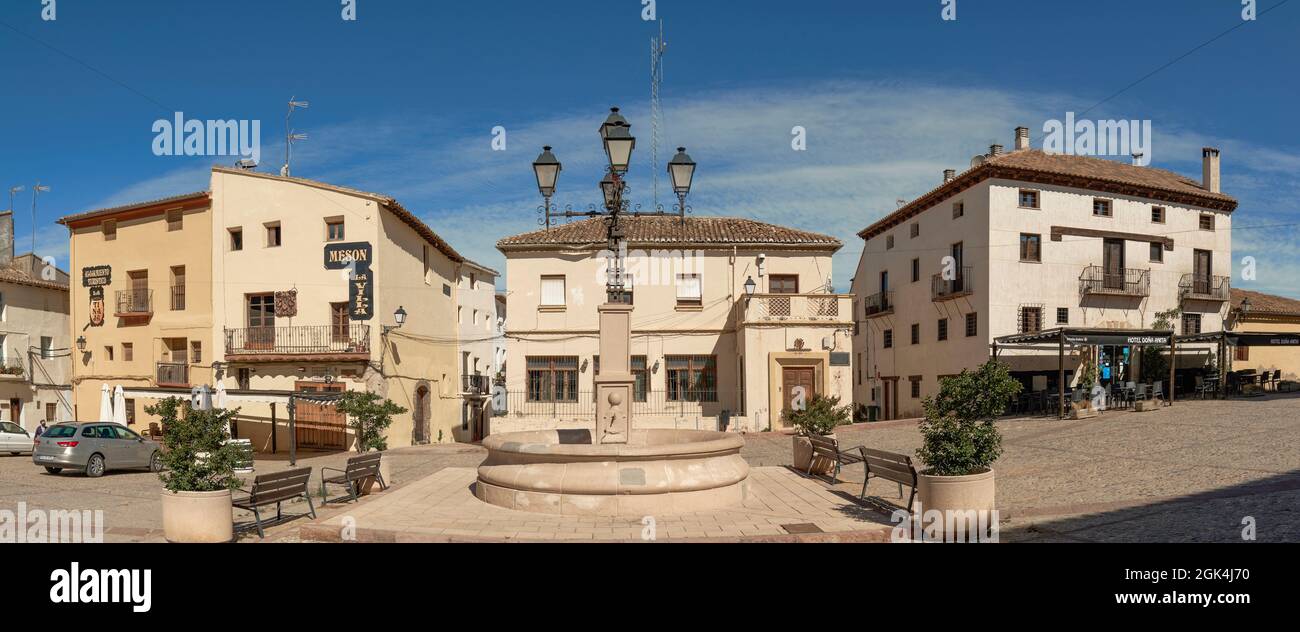 Plaza del Albornoz in der Stadt Requena in der Provinz Valencia, Bundesland Valencia, Spanien, Europa Stockfoto