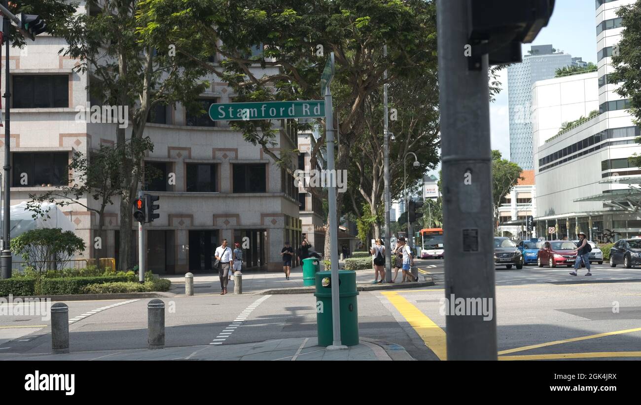 Kreuzungsbereich der Singapore Stamford Road und North Bridge Road Stockfoto