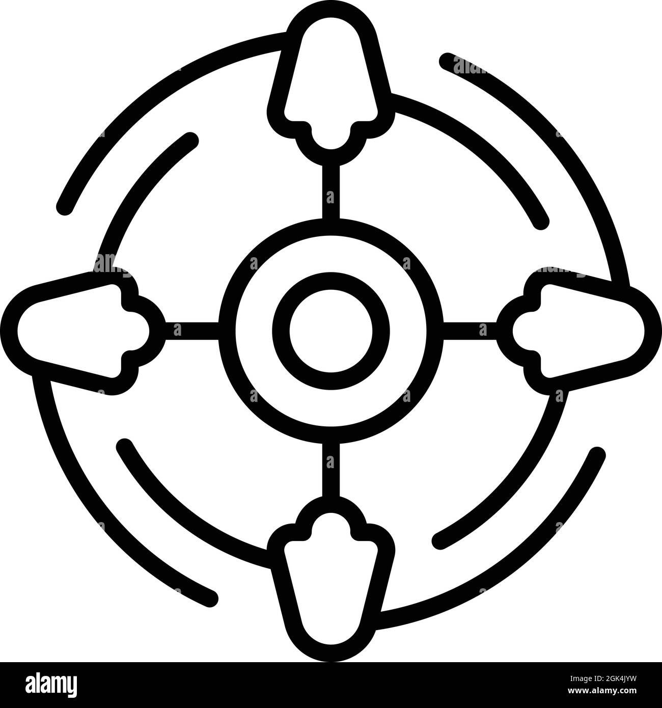 Umrissvektor für das Symbol für den Handspinner. Fidget-Spielzeug. Anti-Stress-Ball Stock Vektor