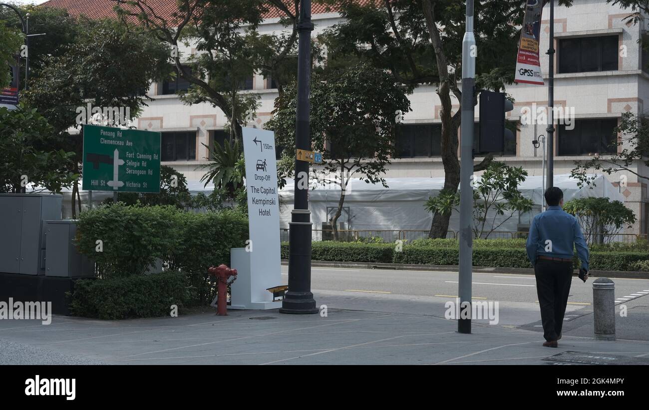 Kreuzungsbereich der Singapore Stamford Road und North Bridge Road Stockfoto