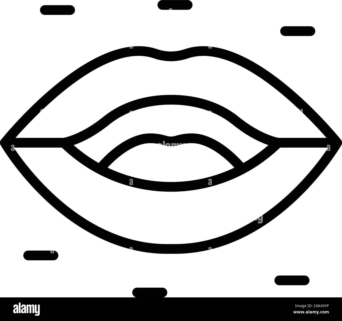 Kontur-Vektor für Lippensynchronisierungs-Animationssymbol. Mundausdruck. Gesichtsrede Stock Vektor