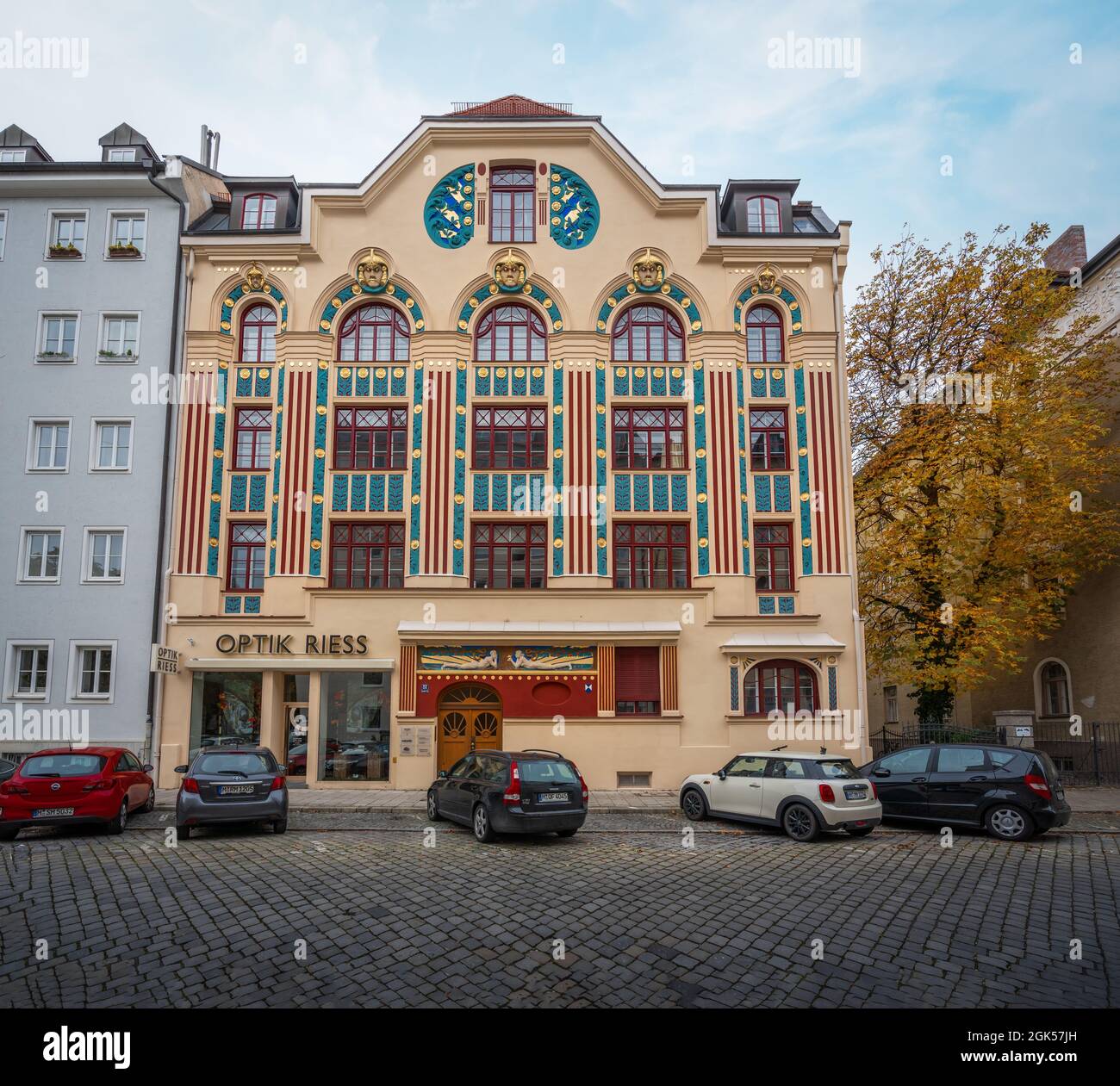 Jugendstilgebäude in der Ainmillerstrasse - München, Bayern, Deutschland Stockfoto