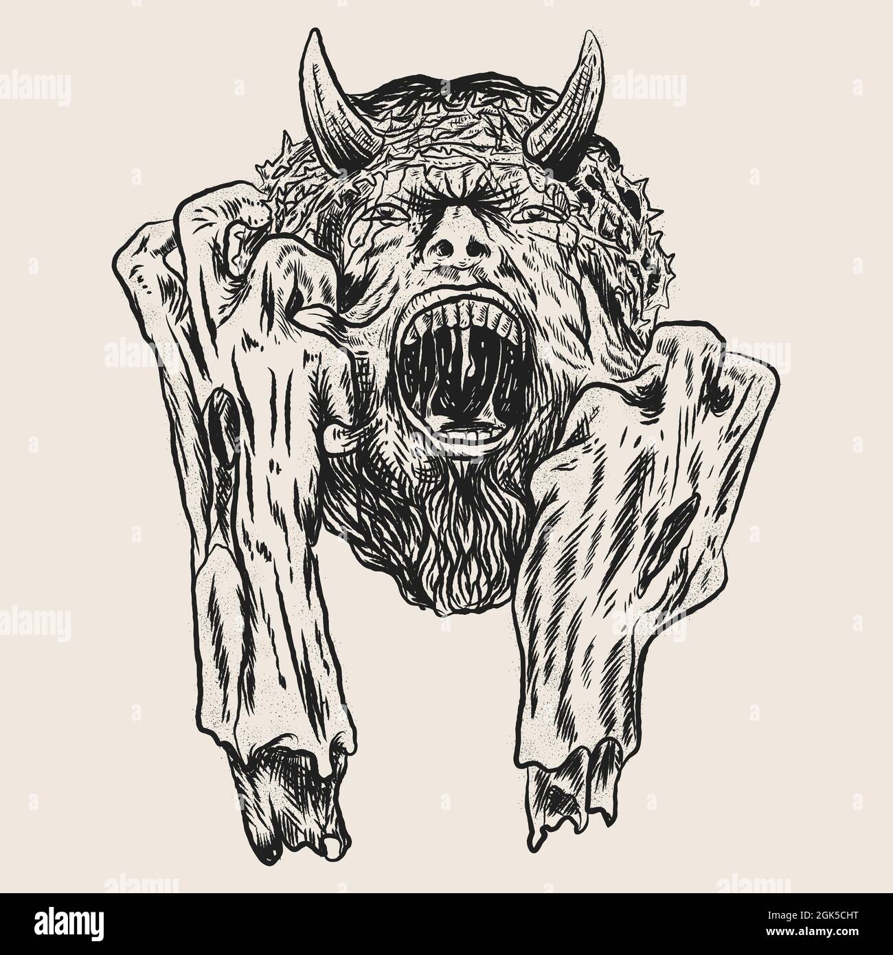 ILLUSTRATION FÜR TATTOO, AUFKLEBER, T-SHIRT Stock Vektor