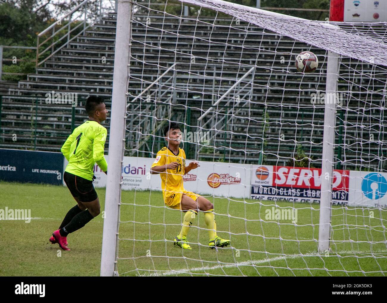 Der FC Hyderabad gewinnt 5-0 gegen Assam-Gewehre in einem Spiel der Gruppe D, das auf dem Mohun Bagan-Boden in Kalkata gespielt wird. (Foto von Amlan Biswas/Pacific Press) Stockfoto