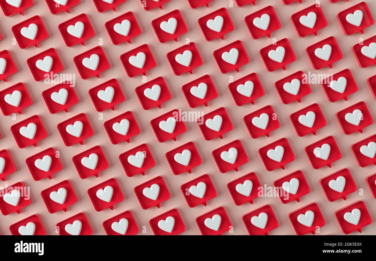 3D-Darstellung von Social Media wie Benachrichtigungssymbole in 3d Stockfoto