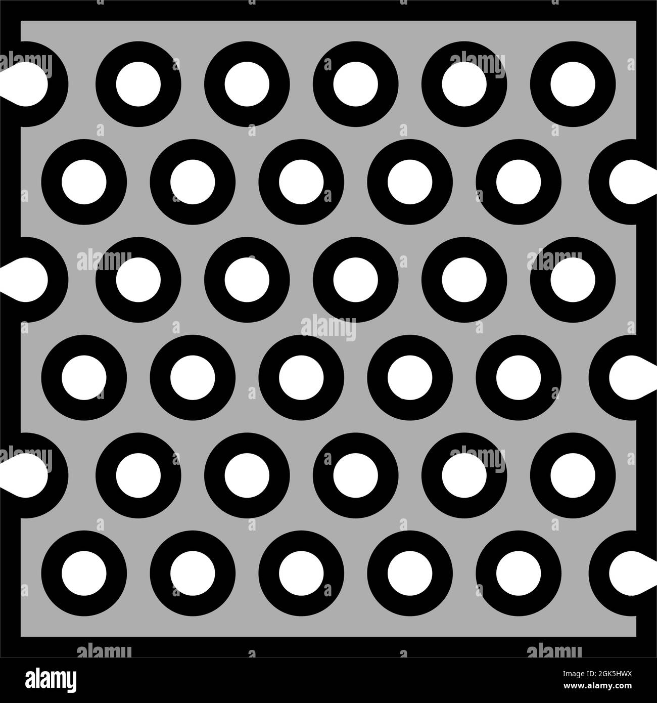 Perforierte Grafik mit Symbolen für Metallfarben Stock Vektor