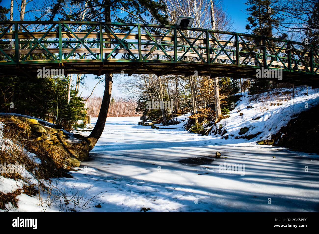 Fußgängerbrücke über den Shubenacadie-Kanal Stockfoto