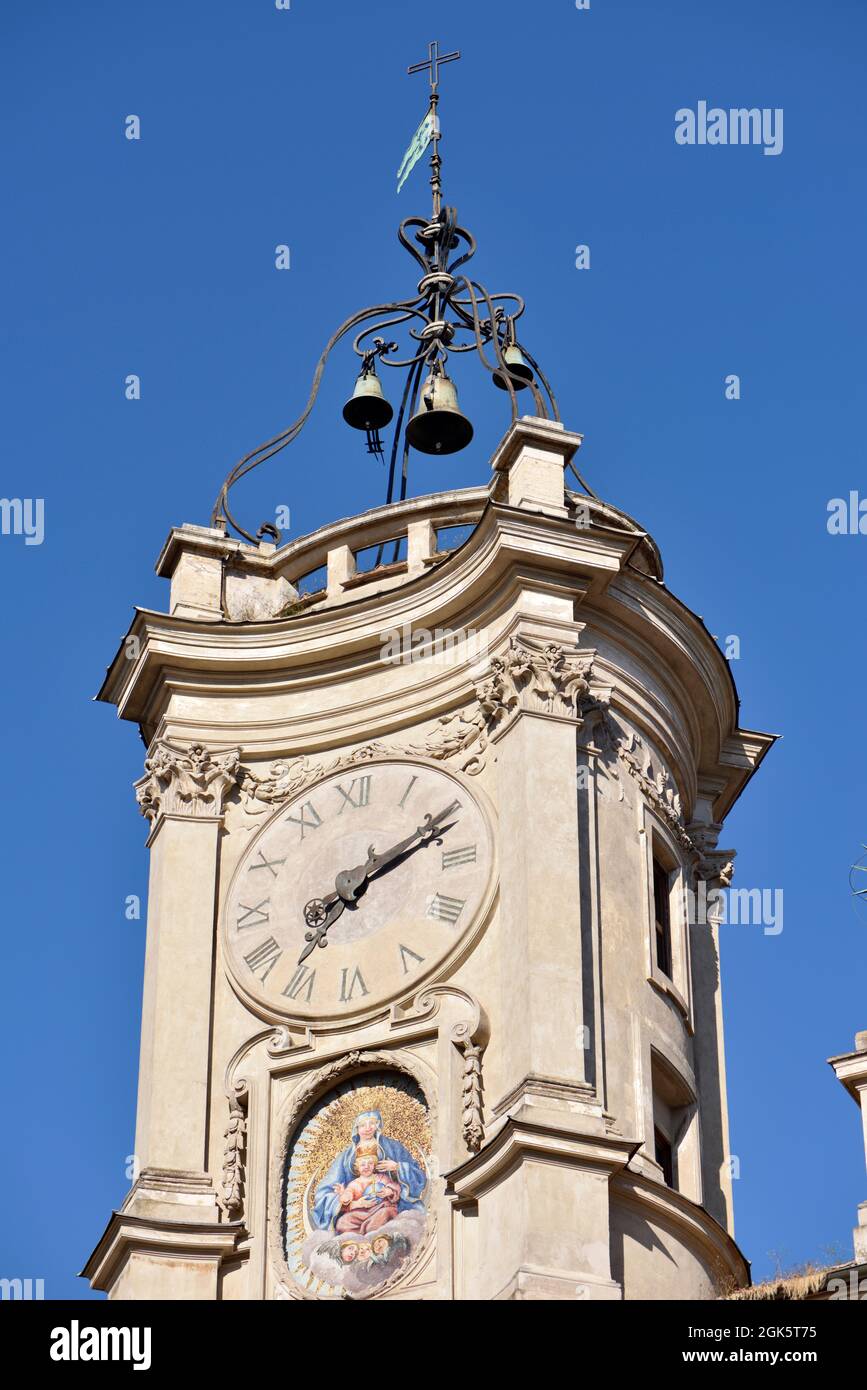 Italien, Rom, Oratorio dei Filippini, torre dell'orologio, Uhrturm Stockfoto