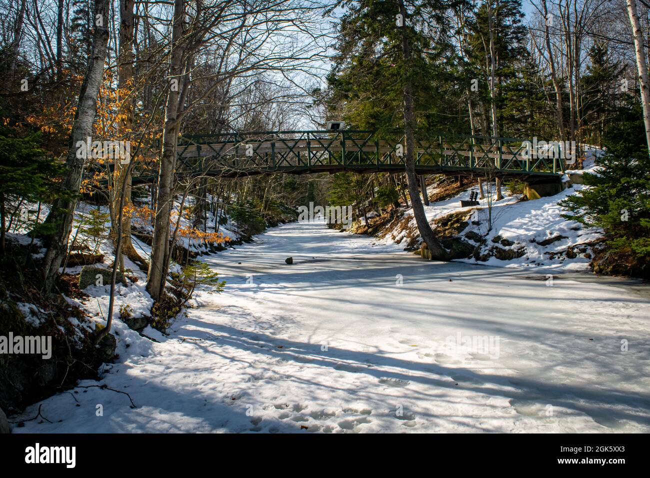 Fußgängerbrücke über den Shubenacadie-Kanal Stockfoto