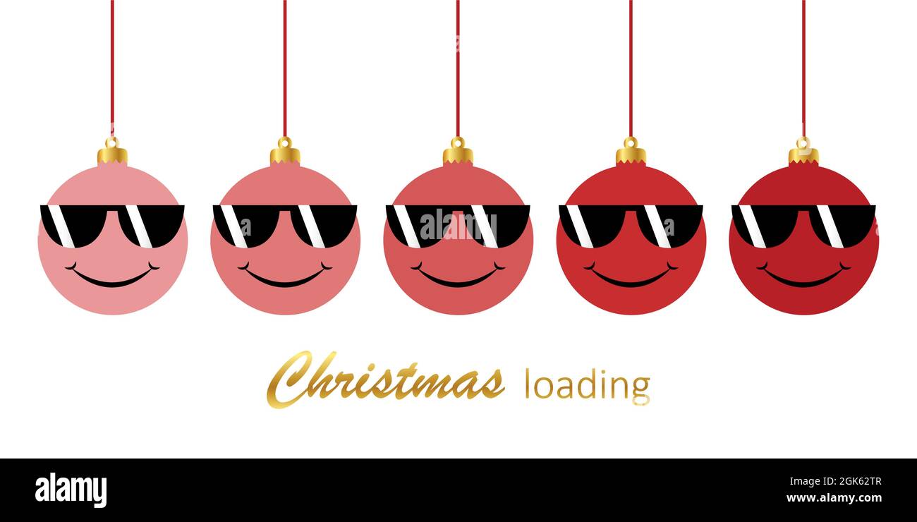 Set von lustigen weihnachtskugel mit Sonnenbrillen weihnachten Laden Stock Vektor