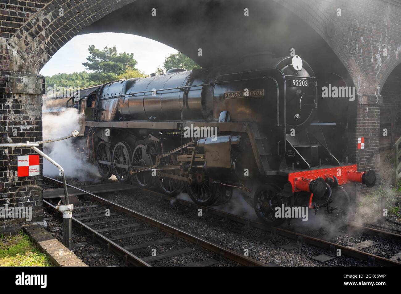 Die Dampflokomotive Black Prince am Weyborne Bahnhof wartet darauf, die auf der berühmten Norfolk Poppy Linie zu verlassen Stockfoto