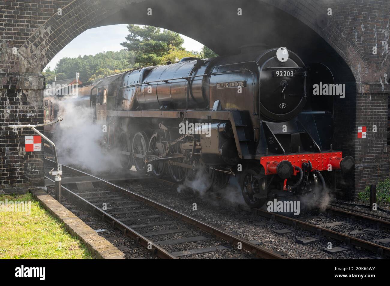 Die Dampflokomotive Black Prince am Weyborne Bahnhof wartet darauf, die auf der berühmten Norfolk Poppy Linie zu verlassen Stockfoto