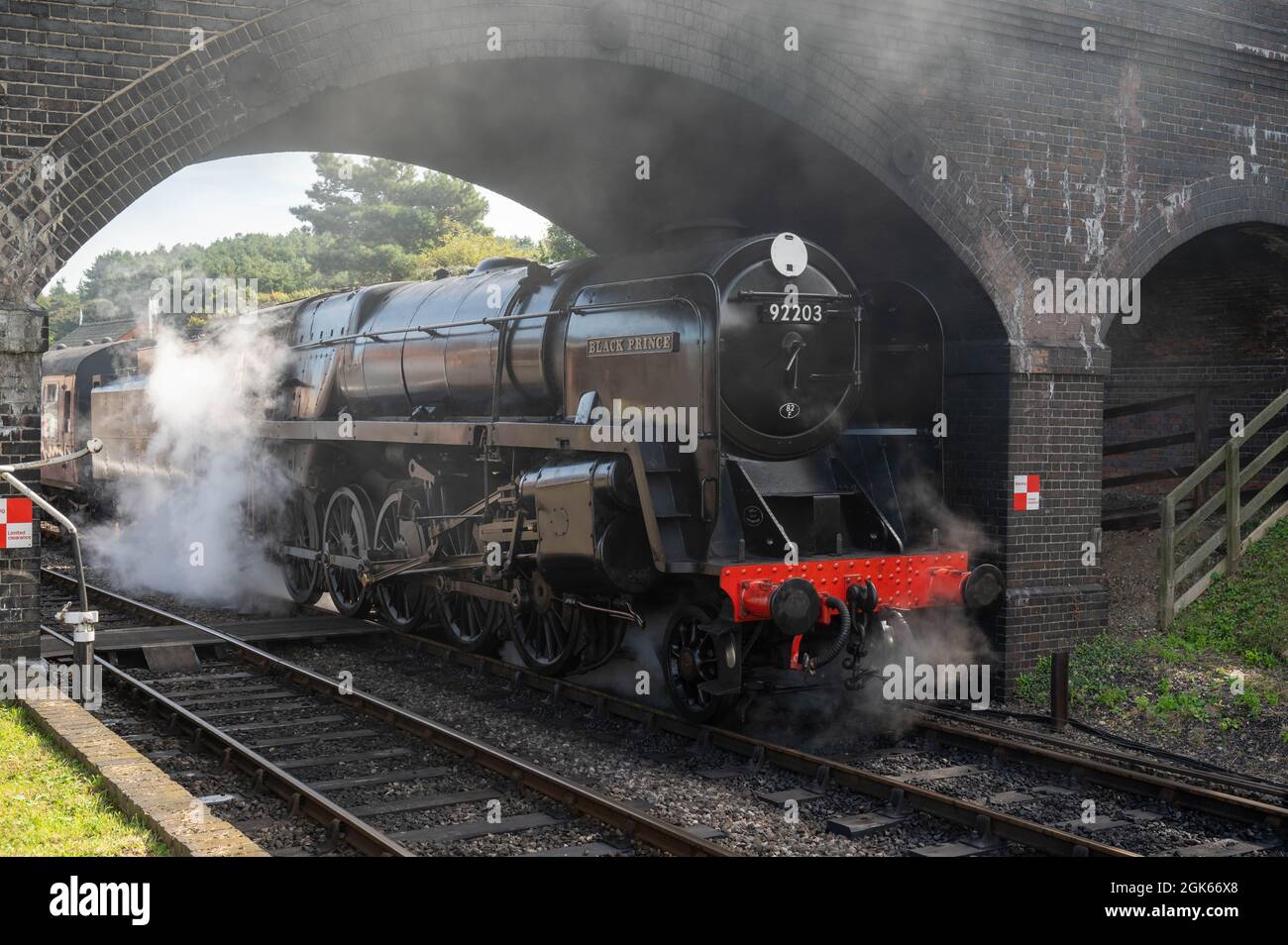 Die Dampflokomotive Black Prince am Weyborne Bahnhof wartet darauf, die auf der berühmten Norfolk Poppy Linie zu verlassen Stockfoto