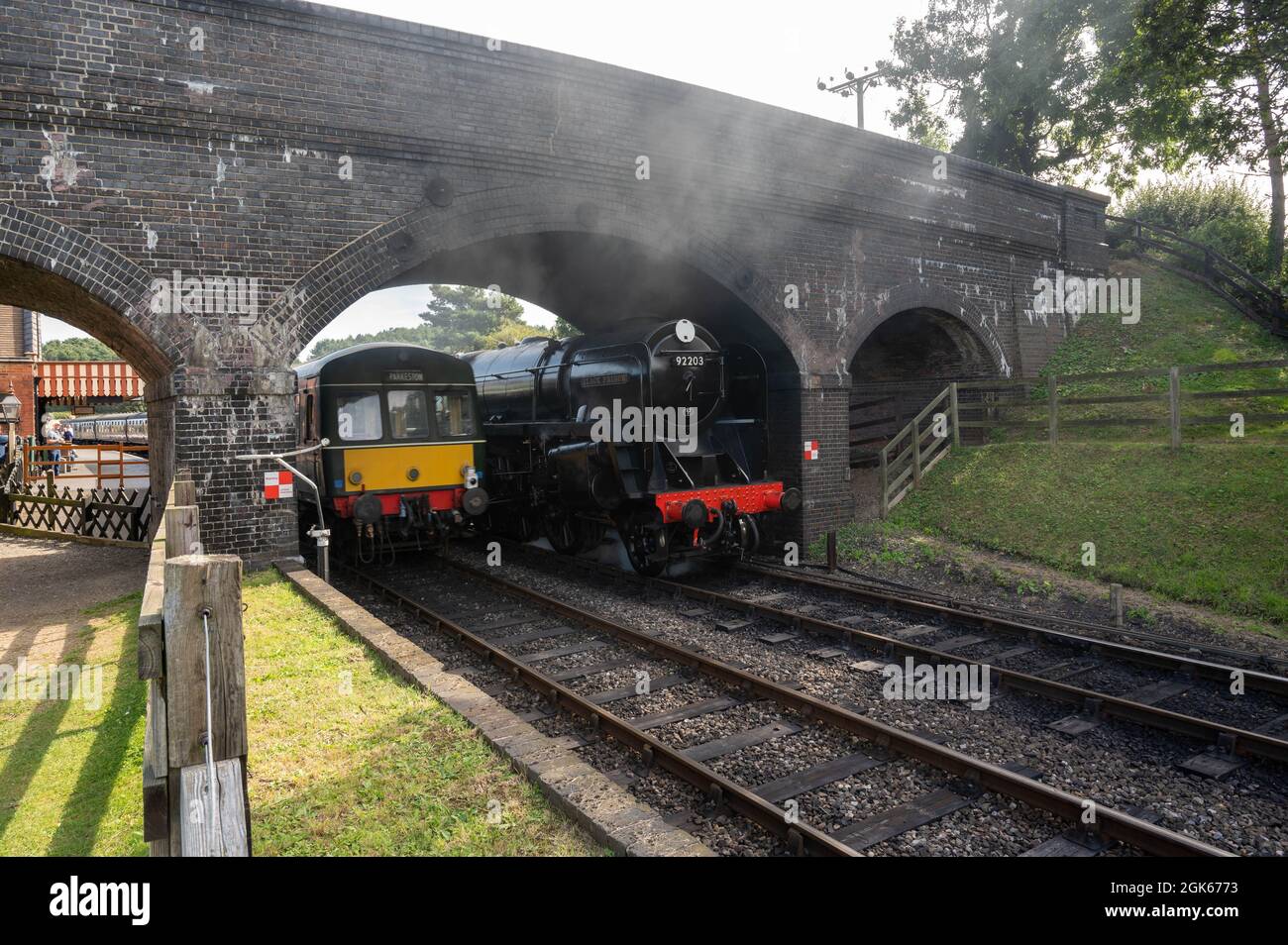 Die Dampflokomotive Black Prince am Weyborne Bahnhof wartet darauf, die auf der berühmten Norfolk Poppy Linie zu verlassen Stockfoto