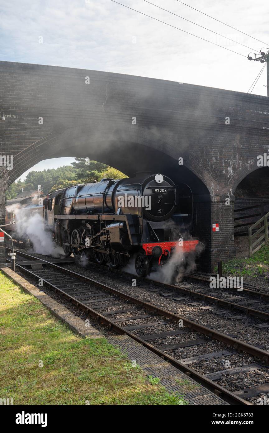 Die Dampflokomotive Black Prince am Weyborne Bahnhof wartet darauf, die auf der berühmten Norfolk Poppy Linie zu verlassen Stockfoto