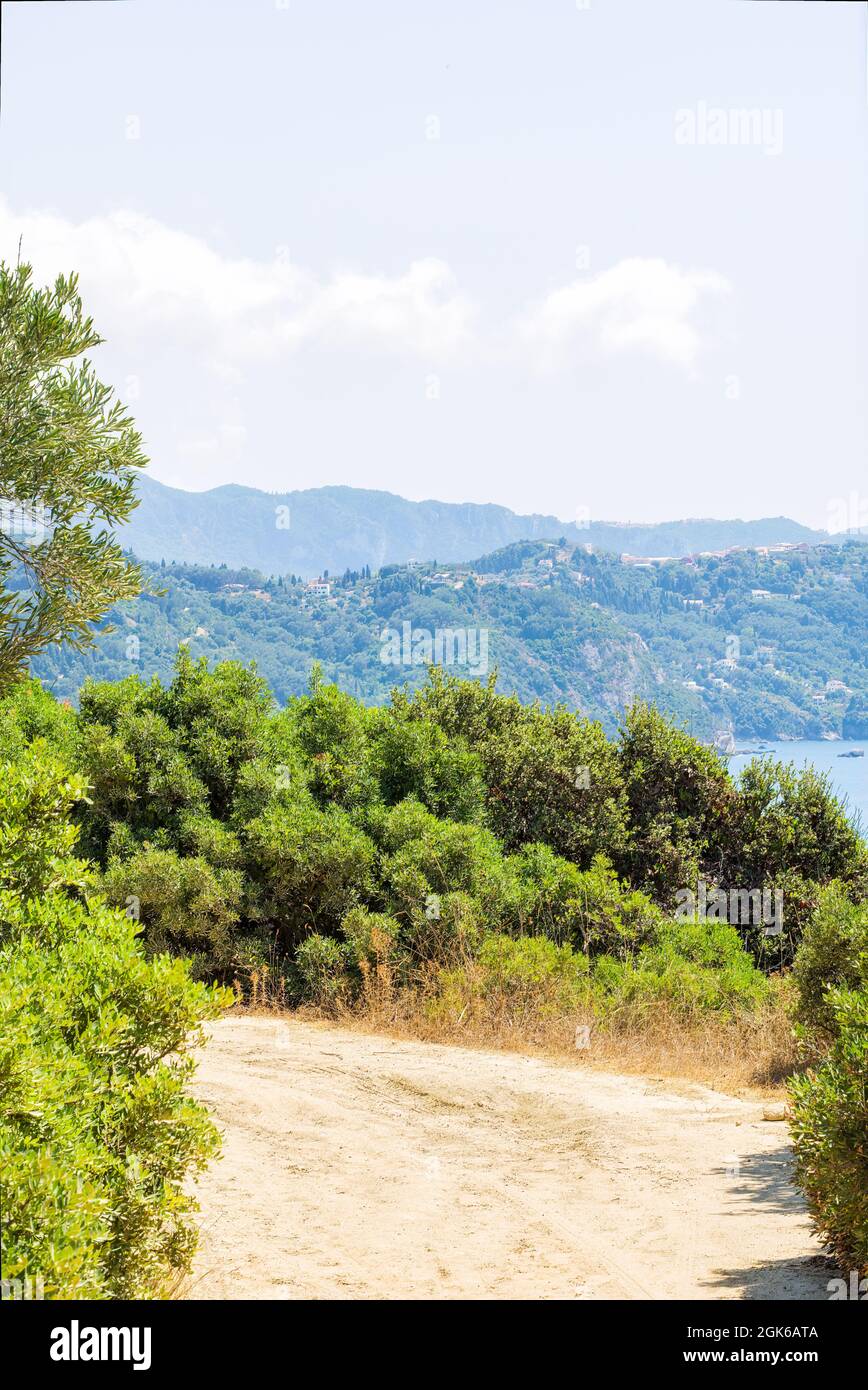 Landschaftsansicht in der Nähe von Agios Stefanos Korfu Stockfoto