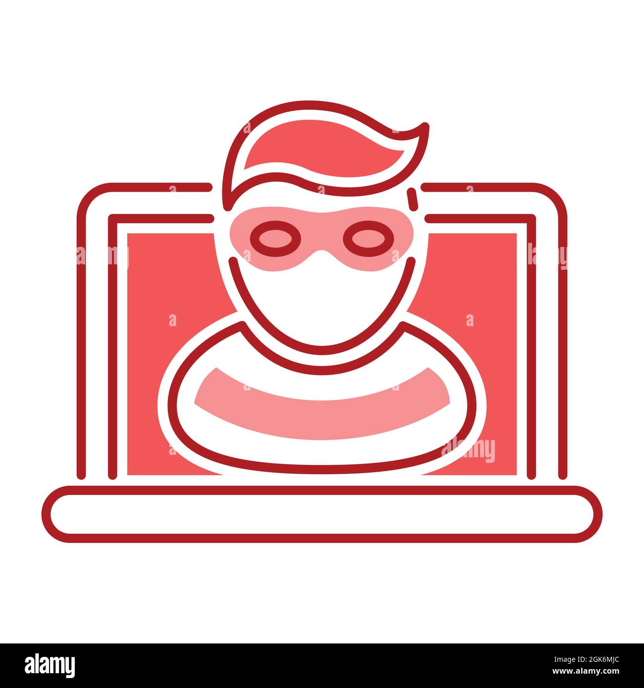 Farbliniensymbol für Cyber-Sicherheit und Kriminalität. Internetbetrug. Computerdieb stehlen vertrauliche Daten, persönliche Informationen. Skizzieren Sie das Piktogramm für Web p Stock Vektor
