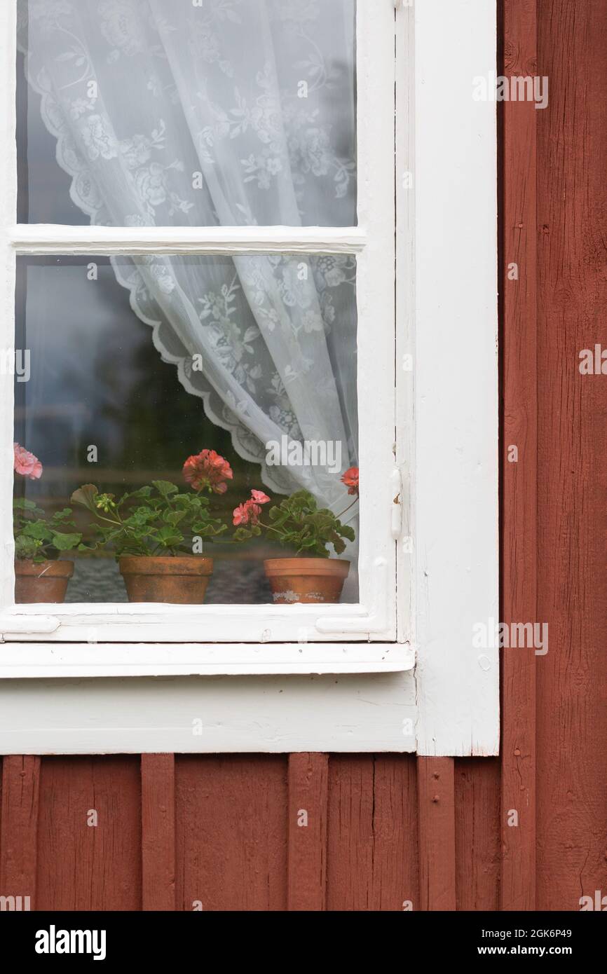 Das Äußere des örtlichen Volksmuseums, Callanderska Gården, in Mariefred, Schweden Stockfoto