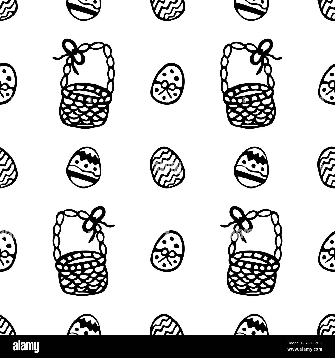 Nahtloses Muster mit osterei-Textur mit Korb für Design-Interieur, Tapete, Verpackung, Poster, Grußkarte. Stock Vektor