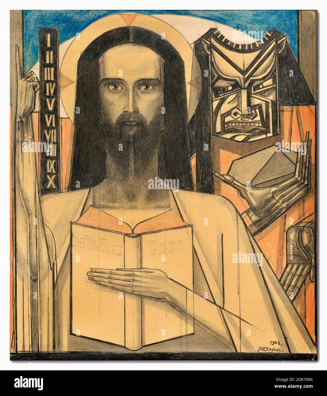 Jan Toorop Artwork - Studie für ‘Christus in der Wüste - 1923 - Jesus Christus wird in der Wüste von Satan versucht. Stockfoto