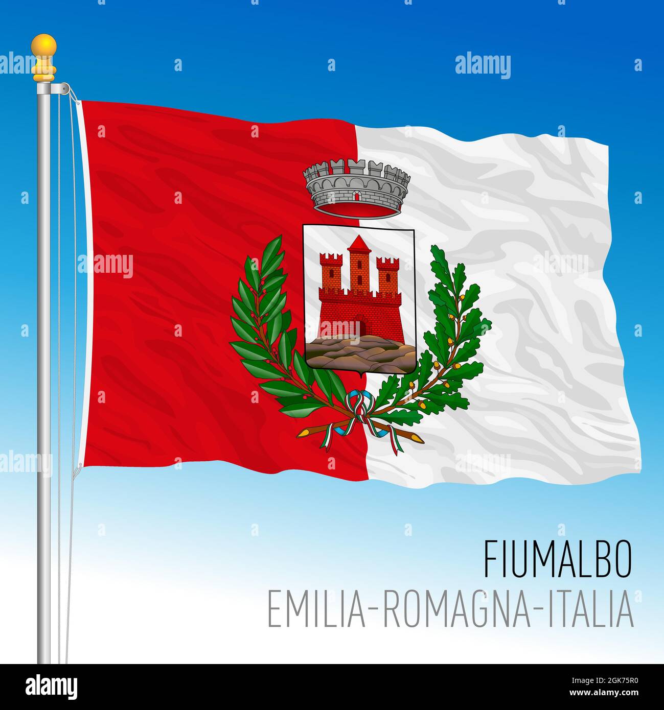 Stadt Fiumalbo, Modena, Italien, Flagge der Gemeinde, Vektorgrafik Stock Vektor