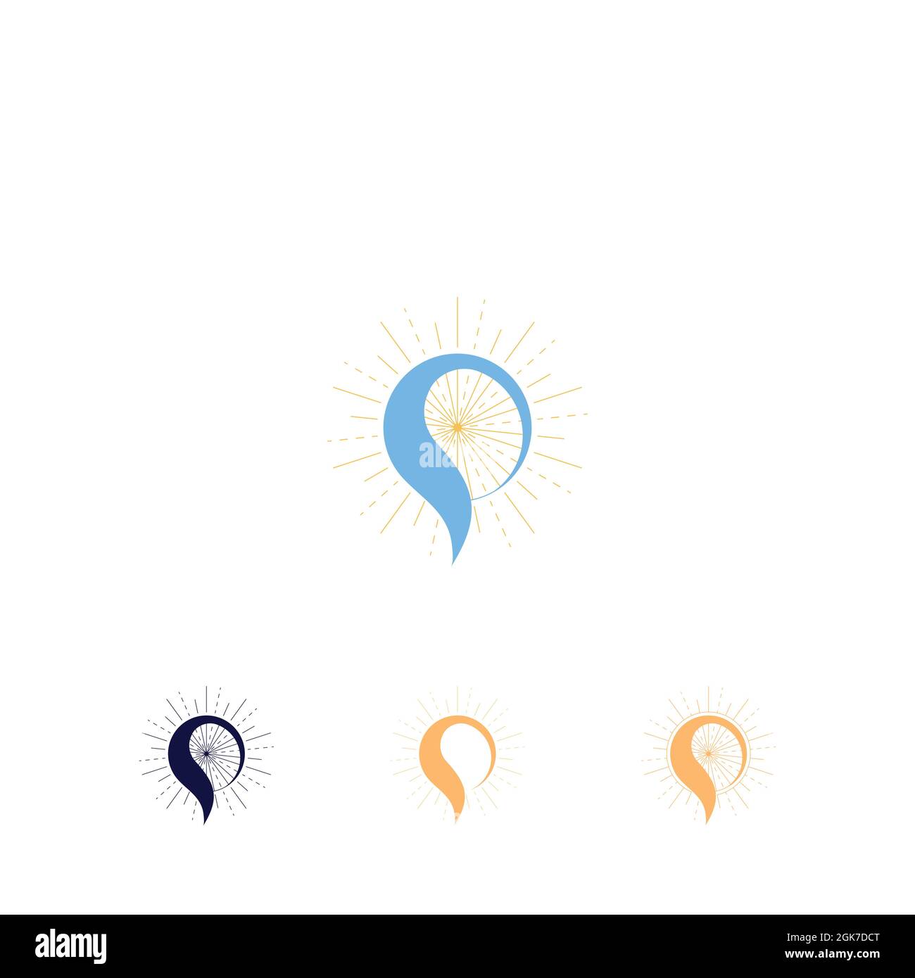 Es gibt einen Sun und S Standort kombiniert gemacht Splendid Sun Logo. Stock Vektor