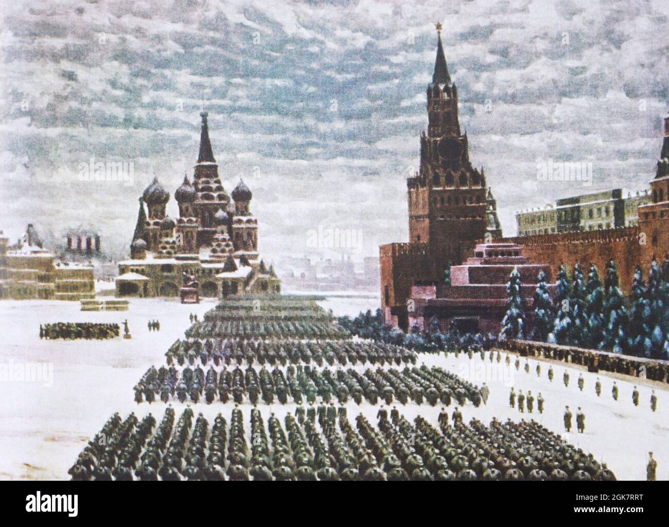 Parade auf dem Roten Platz in Moskau am 7. November 1941. Gemälde von K.F. Yuon 1942. Stockfoto