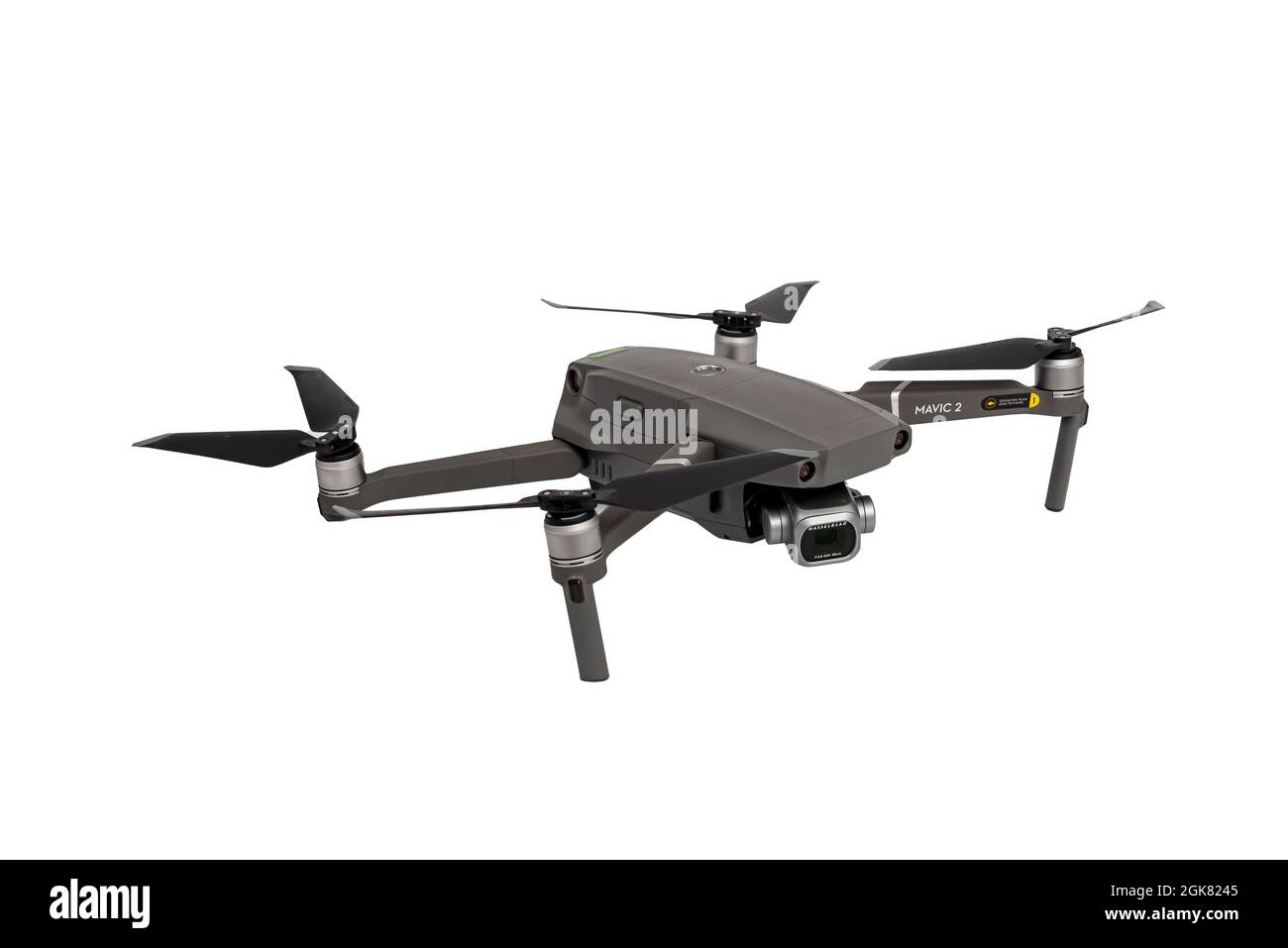 Riga, Lettland - 24. März 2021 : DJI Mavic 2 Pro mit Hasselblad Kamera Drohne für Foto-und Video 4K Inhalt, Nahaufnahme Stockfoto