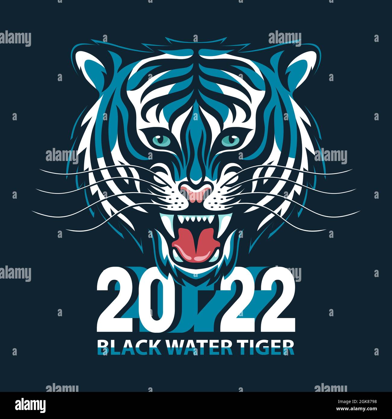 Schwarzer Wassertiger - Symbol des neuen Jahres 2022 Stock Vektor