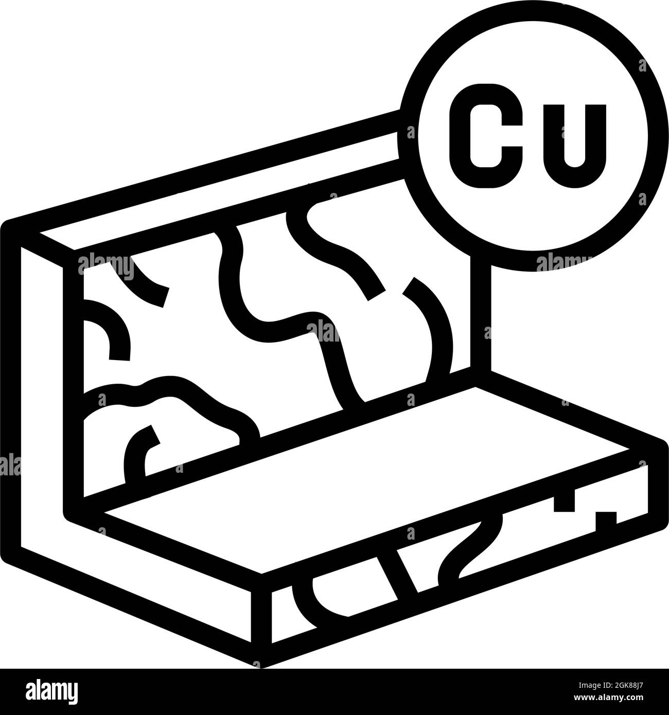 Abbildung des Symbols für die Linienführung aus Kupfermetall Stock Vektor