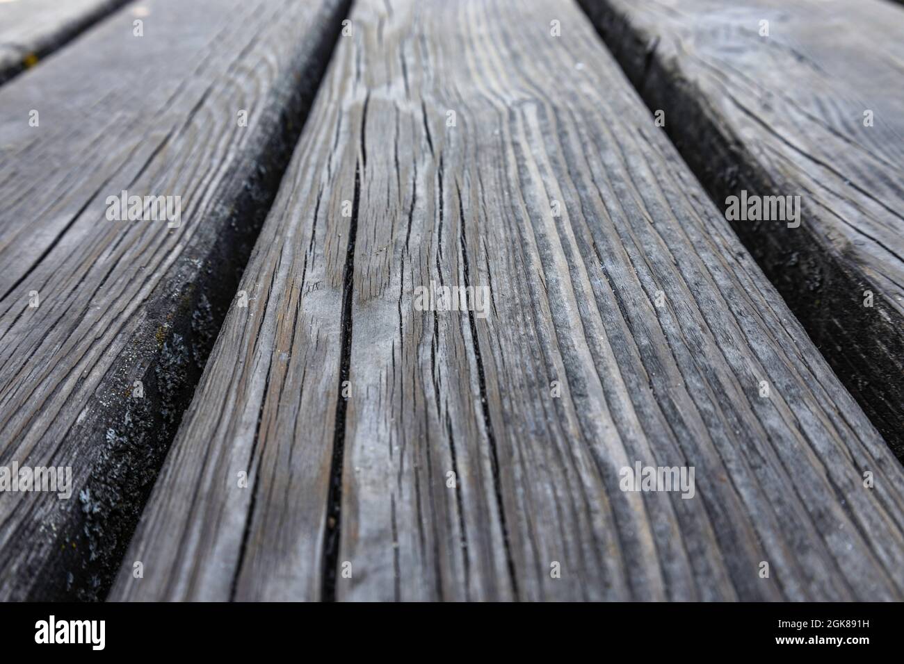 Detail von gealterten geknackten Holzbretter Hintergrundtextur Stockfoto