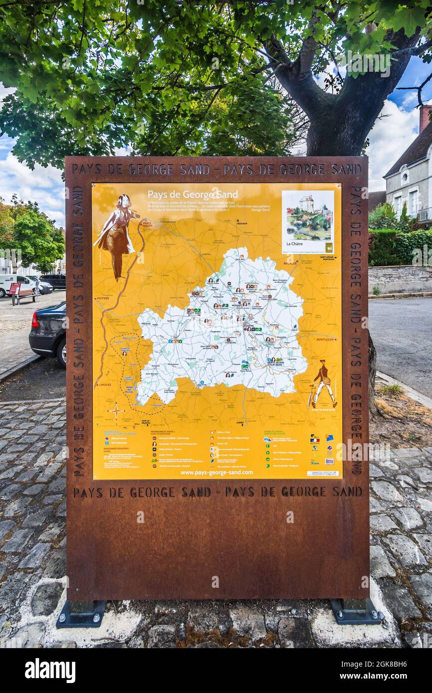 Stadtplan / Karte von La Chatre, Indre (36), Frankreich. Stockfoto