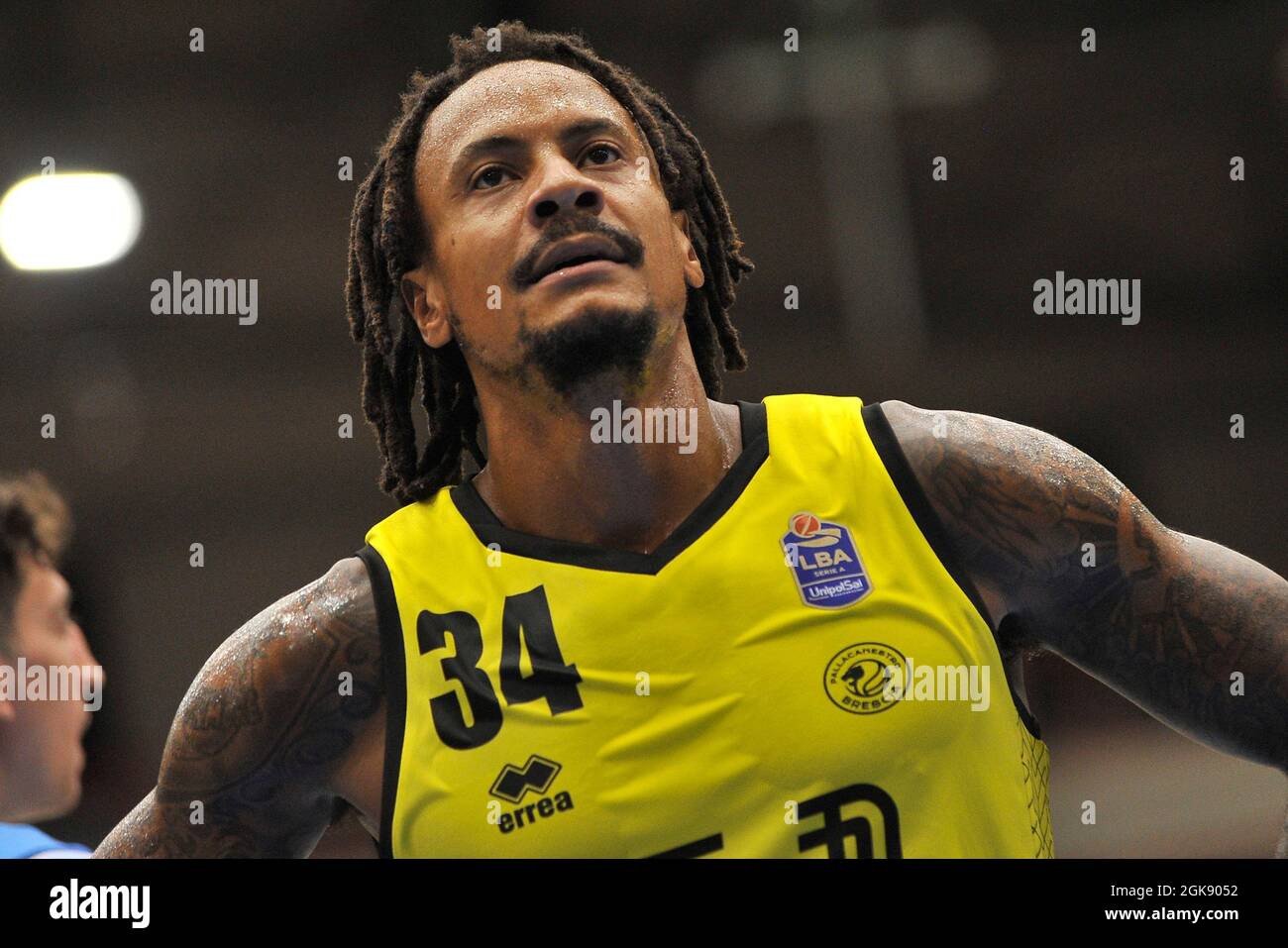 Napoli, Italien. September 2021. David Moss Spieler von Germani Brescia, während des Supercoppa Basketballspiels zwischen Gevi Napoli und Germani Brescia, Endergebnis 74 - 81, Spiel gespielt im Palabarbuto in Neapel. Neapel, Italien, 13. September 0221. (Foto von Vincenzo Izzo/Sipa USA) Quelle: SIPA USA/Alamy Live News Stockfoto