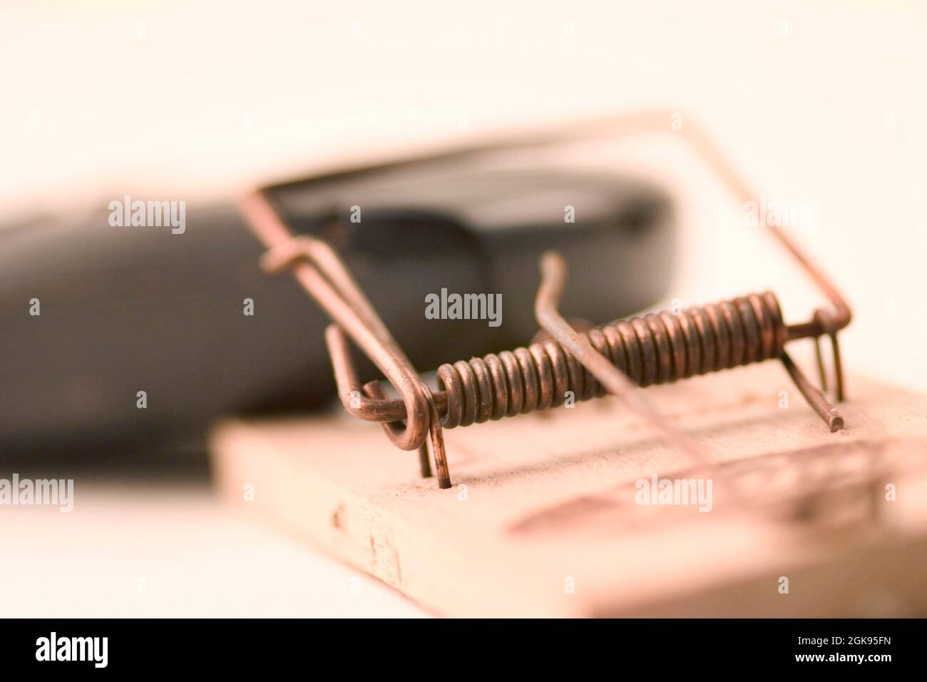 Mausefalle und Handy, Telefonservice Stockfoto
